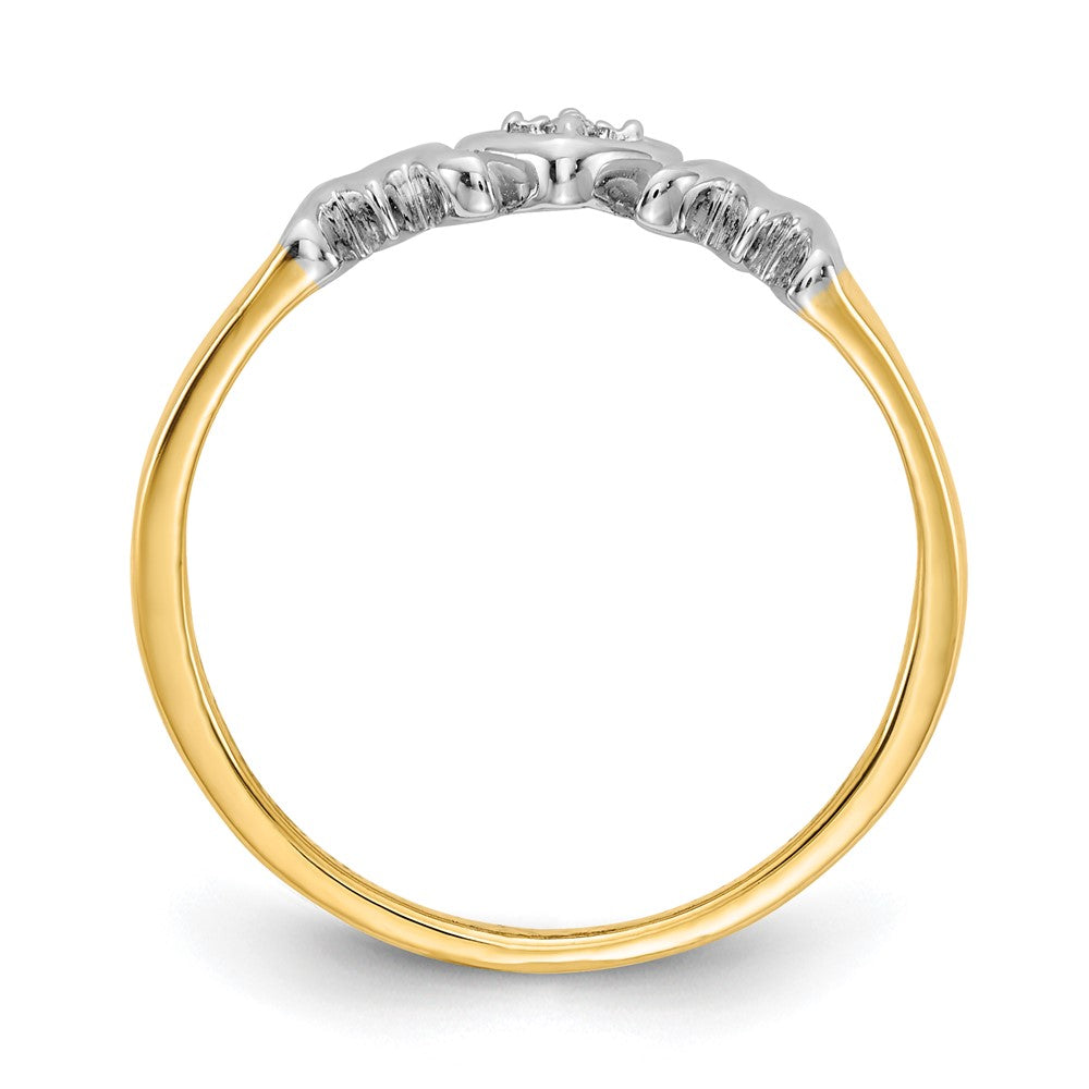 14K Gelbgold Ring mit natürlichem Diamant, rhodiniert – MOM