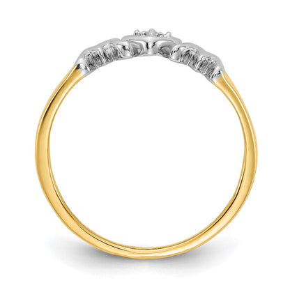 14K Gelbgold Ring mit natürlichem Diamant, rhodiniert – MOM