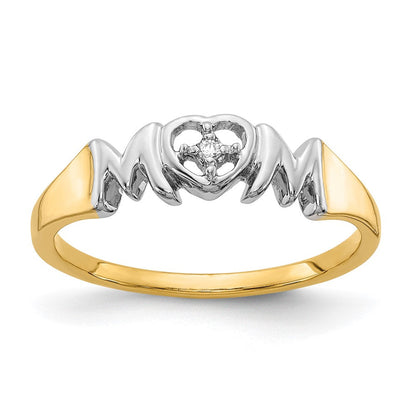 14K Gelbgold Ring mit natürlichem Diamant, rhodiniert – MOM
