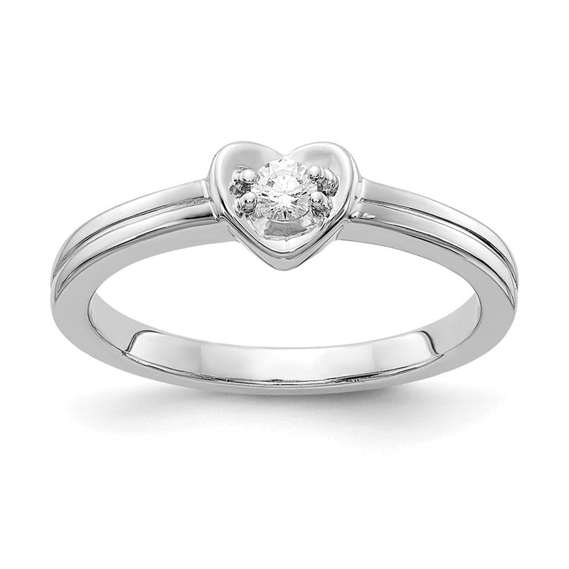 14K Weißgold Ring mit natürlichem Diamant, 0,1 ct