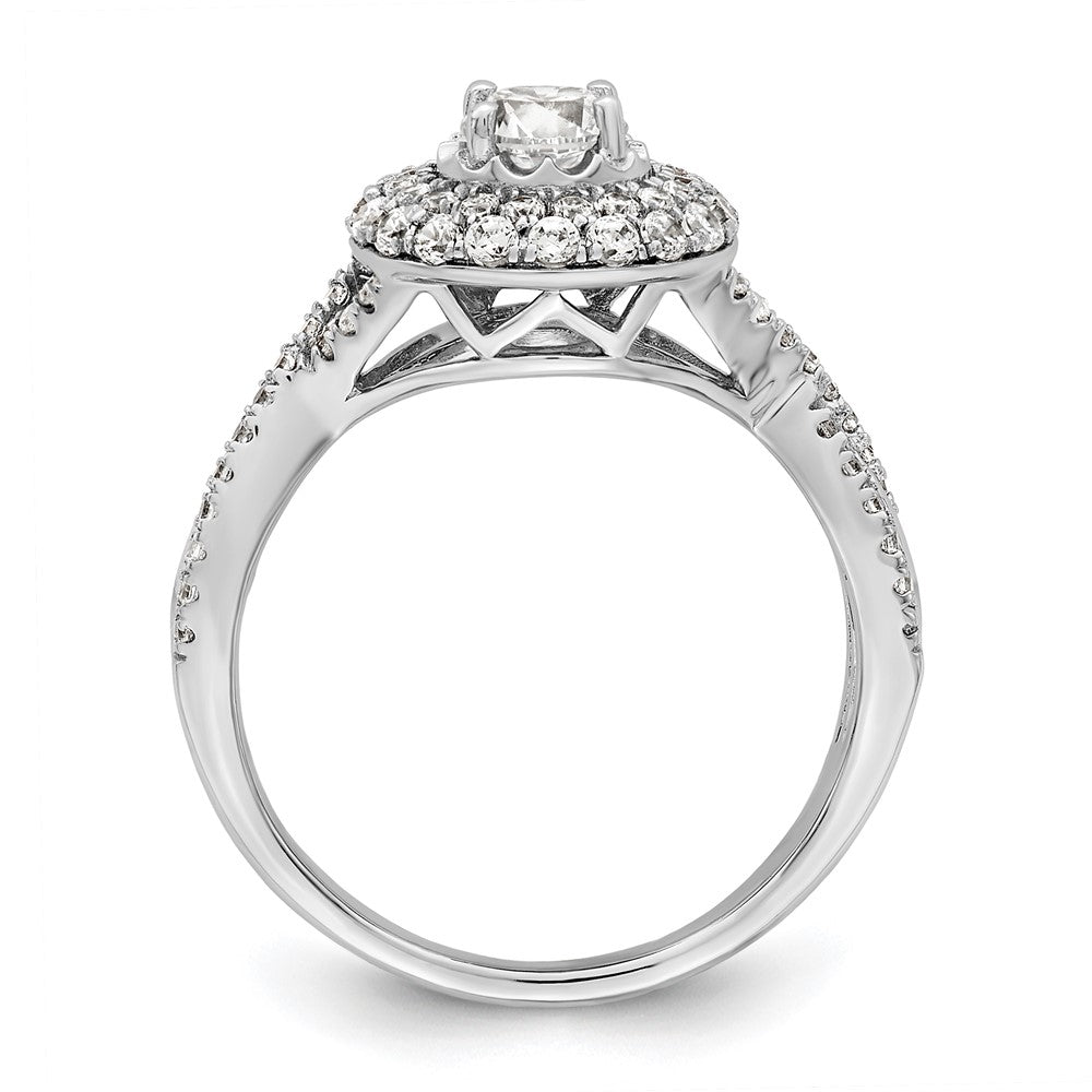 10K Weißgold Ring mit Halo-Fassung, ewiges Versprechen, Diamant aus dem Labor, VS/SI+ G+