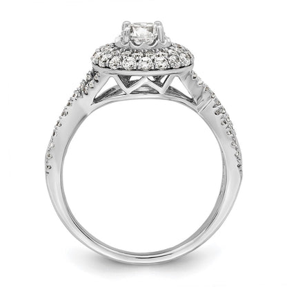 14K Weißgold Ring „Ewiges Versprechen“ mit Halo aus Labor gezüchteten Diamanten, VS/SI+ G+