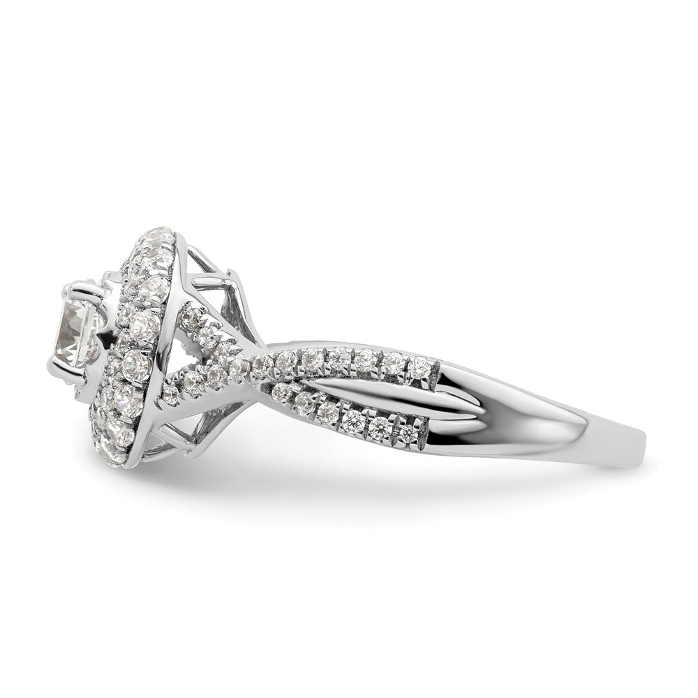 14K Weißgold Ring „Ewiges Versprechen“ mit Halo aus Labor gezüchteten Diamanten, VS/SI+ G+