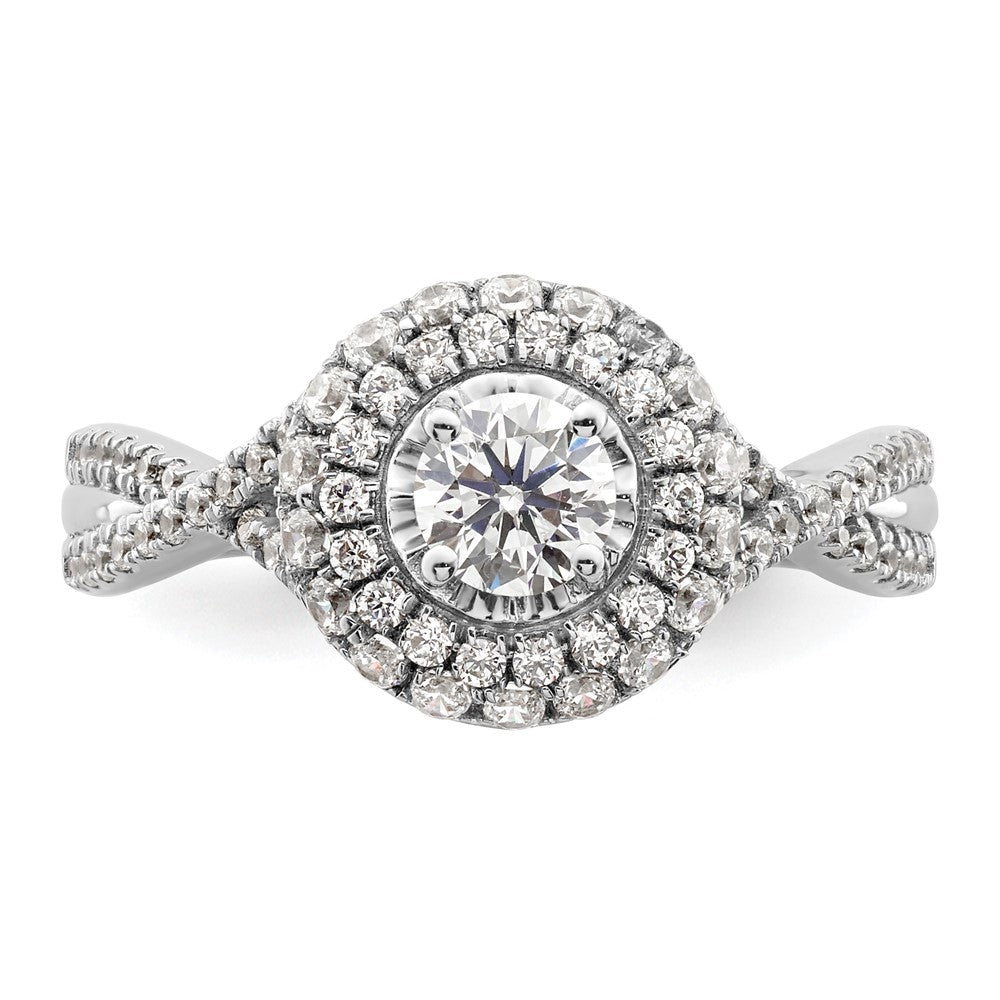10K Weißgold Ring mit Halo-Fassung, ewiges Versprechen, Diamant aus dem Labor, VS/SI+ G+