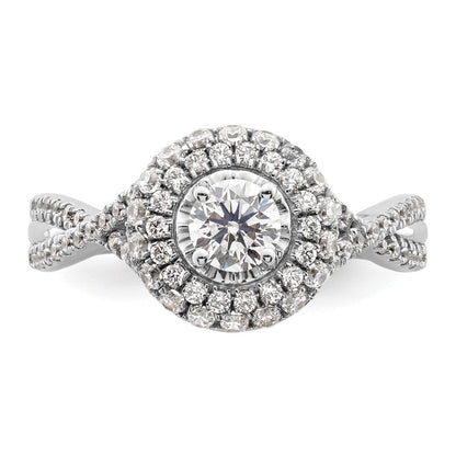 10K Weißgold Ring mit Halo-Fassung, ewiges Versprechen, Diamant aus dem Labor, VS/SI+ G+