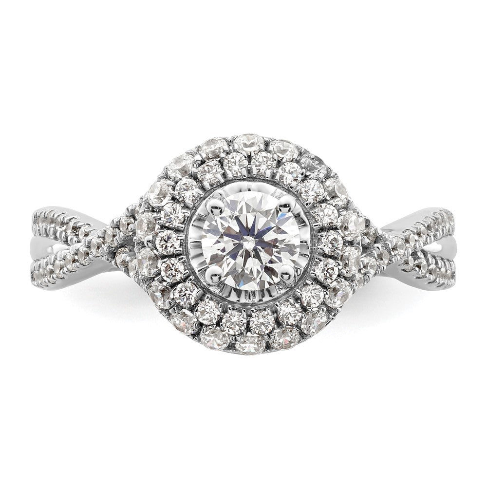 14K Weißgold Ring „Ewiges Versprechen“ mit Halo aus Labor gezüchteten Diamanten, VS/SI+ G+