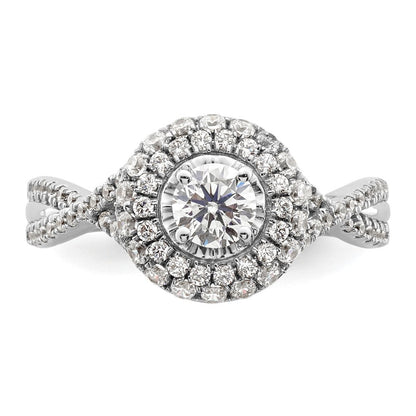 14K Weißgold Ring „Ewiges Versprechen“ mit Halo aus Labor gezüchteten Diamanten, VS/SI+ G+