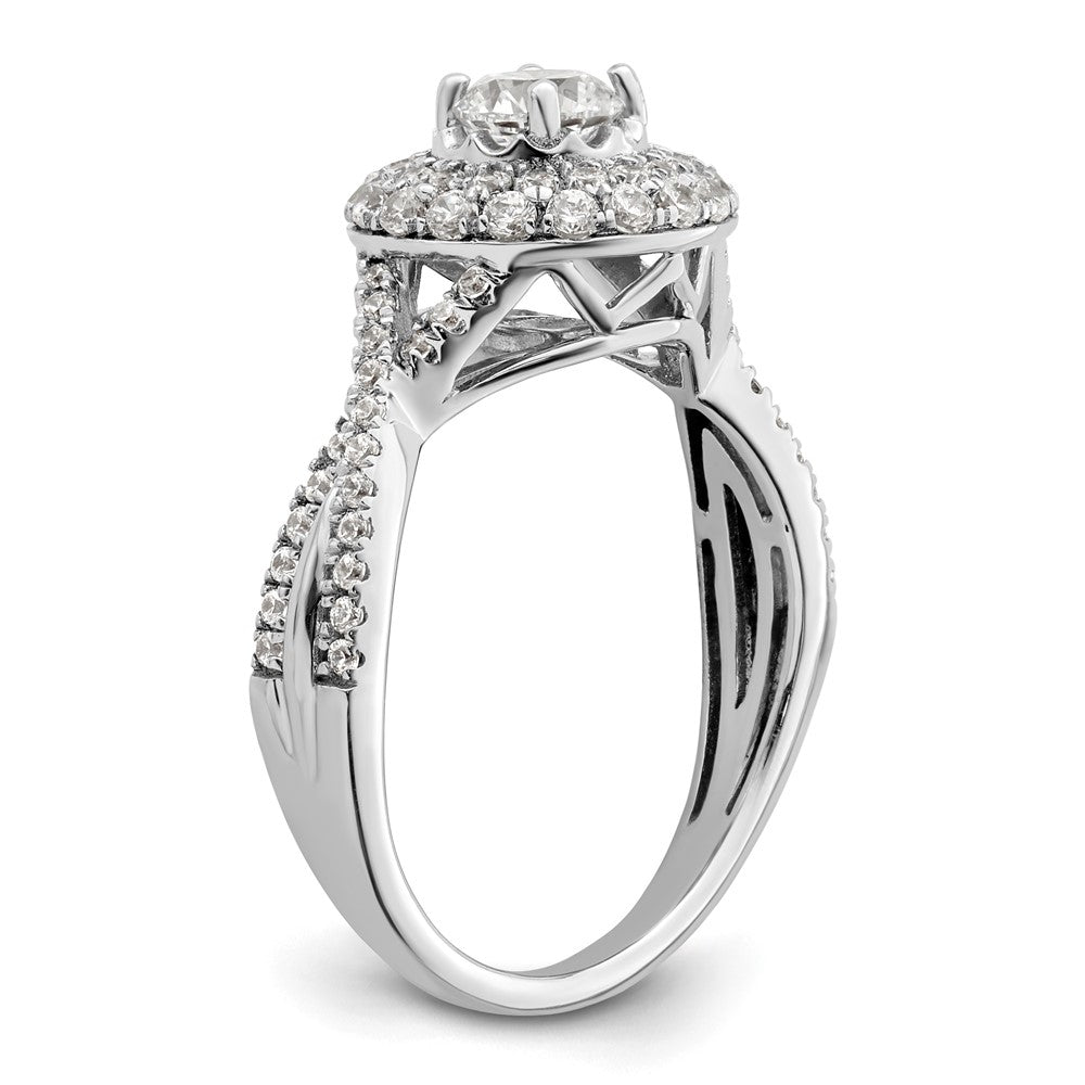 14K Weißgold Ring „Ewiges Versprechen“ mit Halo aus Labor gezüchteten Diamanten, VS/SI+ G+
