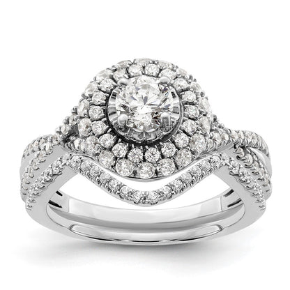 10K Weißgold Ring mit Halo-Fassung, ewiges Versprechen, Diamant aus dem Labor, VS/SI+ G+