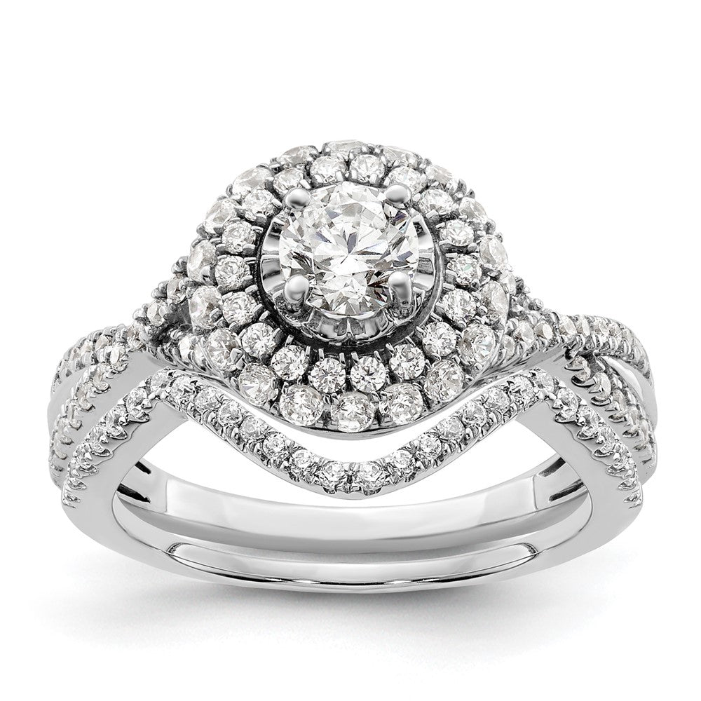 14K Weißgold Ring „Ewiges Versprechen“ mit Halo aus Labor gezüchteten Diamanten, VS/SI+ G+