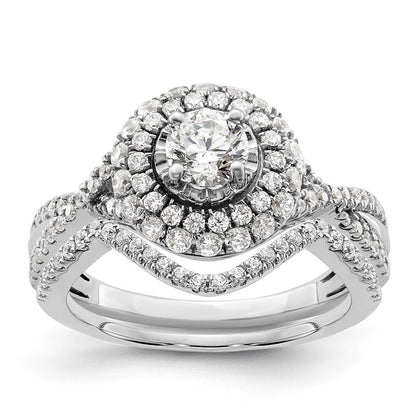 14K Weißgold Ring „Ewiges Versprechen“ mit Halo aus Labor gezüchteten Diamanten, VS/SI+ G+