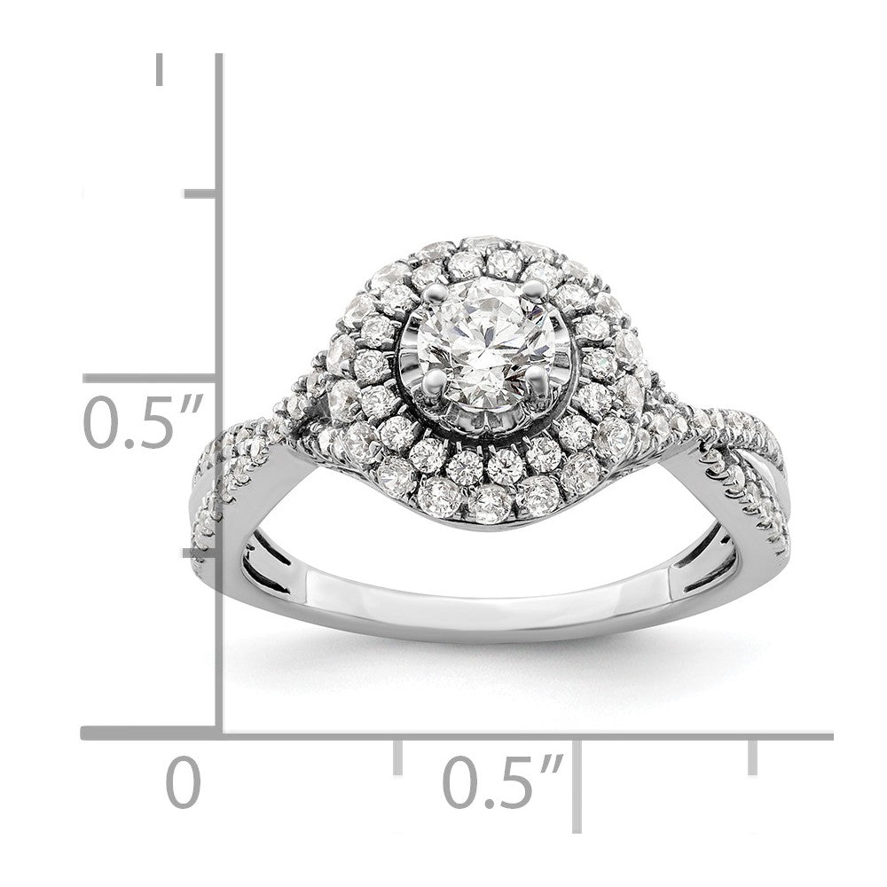 14K Weißgold Ring „Ewiges Versprechen“ mit Halo aus Labor gezüchteten Diamanten, VS/SI+ G+