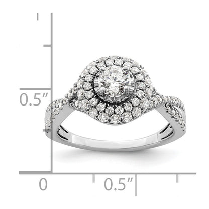 14K Weißgold Ring „Ewiges Versprechen“ mit Halo aus Labor gezüchteten Diamanten, VS/SI+ G+