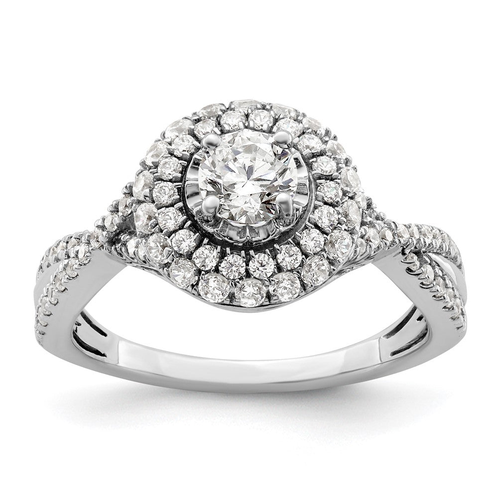10K Weißgold Ring mit Halo-Fassung, ewiges Versprechen, Diamant aus dem Labor, VS/SI+ G+