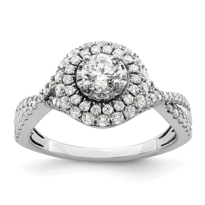 14K Weißgold Ring „Ewiges Versprechen“ mit Halo aus Labor gezüchteten Diamanten, VS/SI+ G+