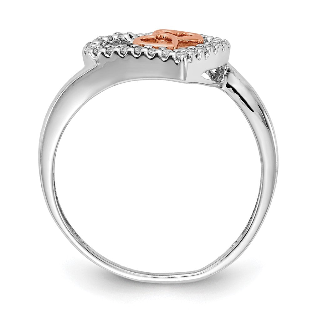 14K Weiß/ Roségold Weiß und Rose Diamant Herz Ring