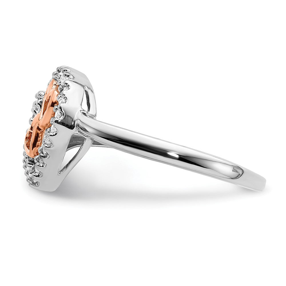 14K Weiß/ Roségold Weiß und Rose Diamant Herz Ring
