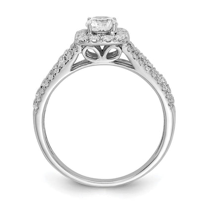 14K Weißgold Verlobungsring mit rundem Halo, 1 ct. Diamant aus Laborzucht, VS/SI+ G+