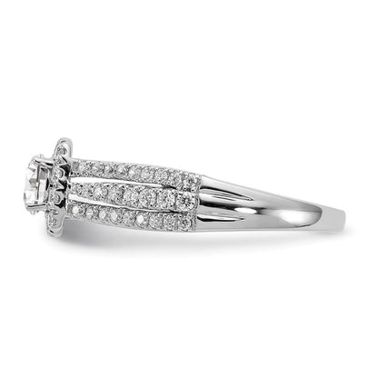 14K Weißgold Verlobungsring mit rundem Halo, 1 ct. Diamant aus Laborzucht, VS/SI+ G+