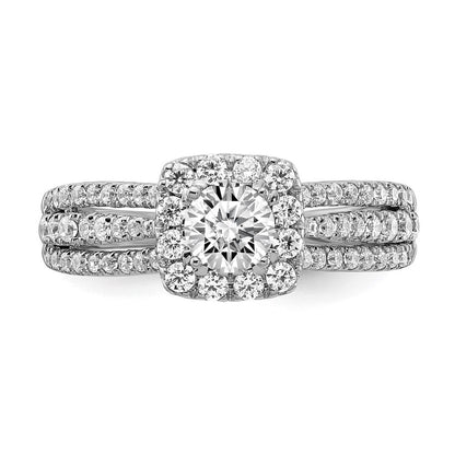 14K Weißgold Verlobungsring mit rundem Halo, 1 ct. Diamant aus Laborzucht, VS/SI+ G+