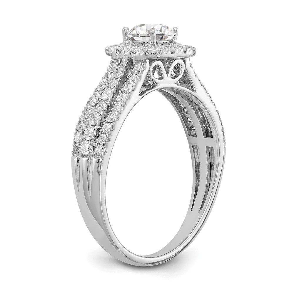 14K Weißgold Verlobungsring mit rundem Halo, 1 ct. Diamant aus Laborzucht, VS/SI+ G+