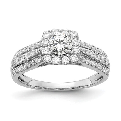 14K Weißgold Verlobungsring mit rundem Halo, 1 ct. Diamant aus Laborzucht, VS/SI+ G+