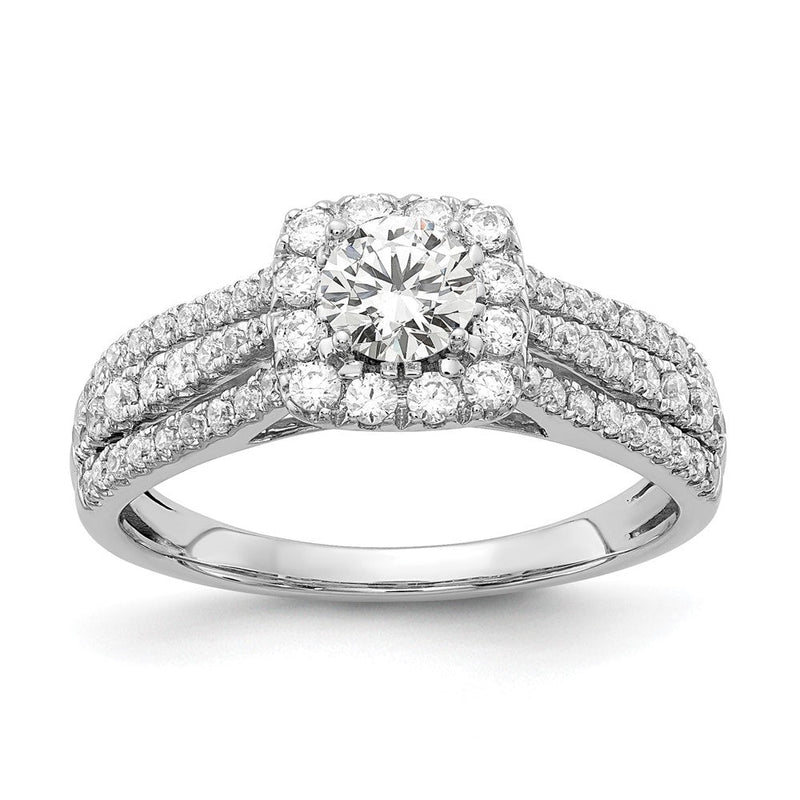14K Weißgold Verlobungsring mit rundem Halo, 1 ct. Diamant aus Laborzucht, VS/SI+ G+