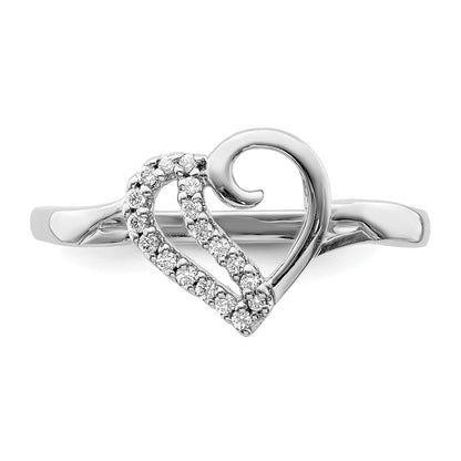 14K Weißgold Diamant Herz Ring