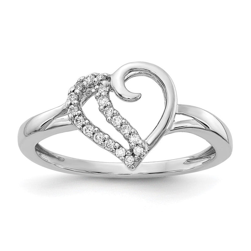 14K Weißgold Herzring mit natürlichen Diamanten