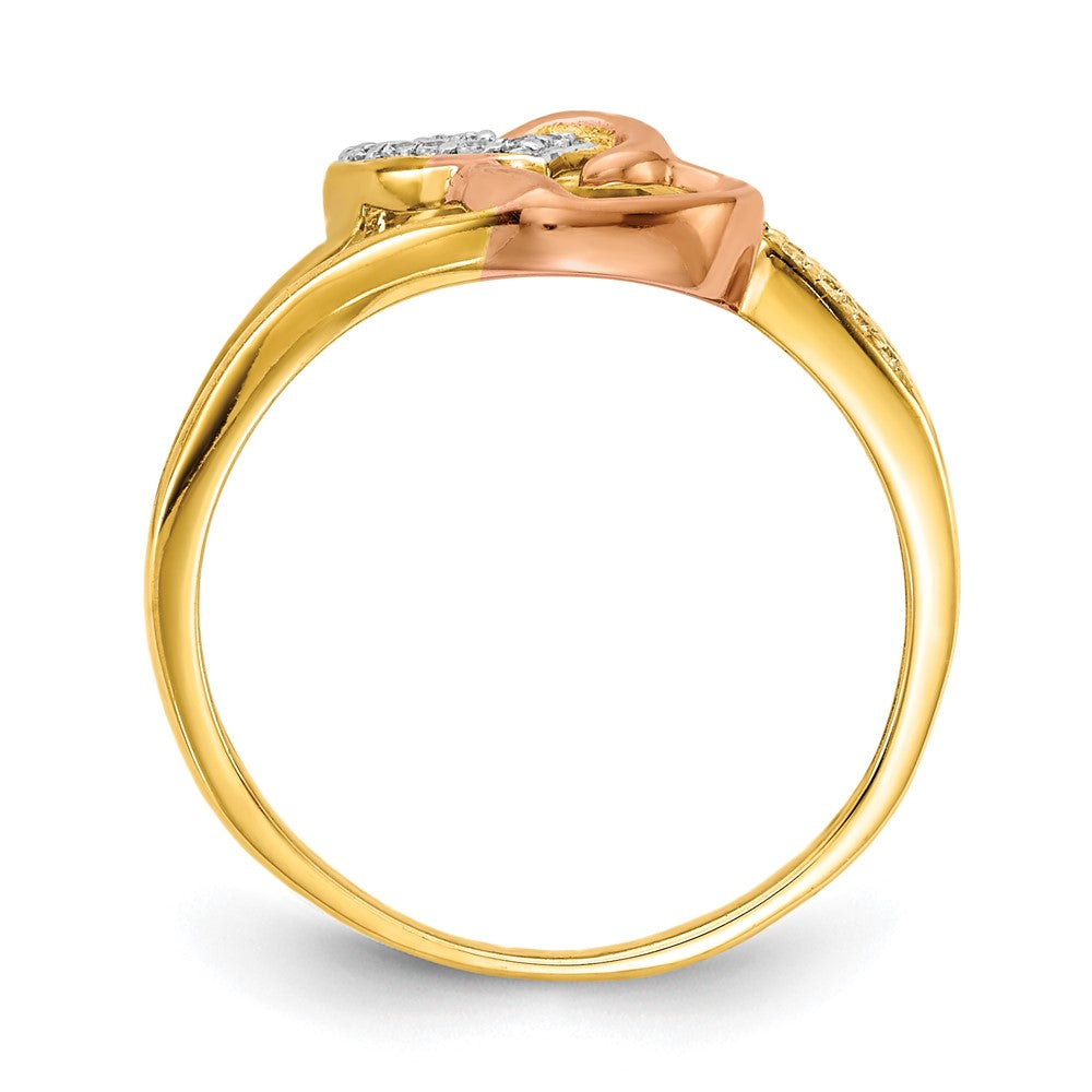 10K Gelbgold 10K Diamant Herzen Ring