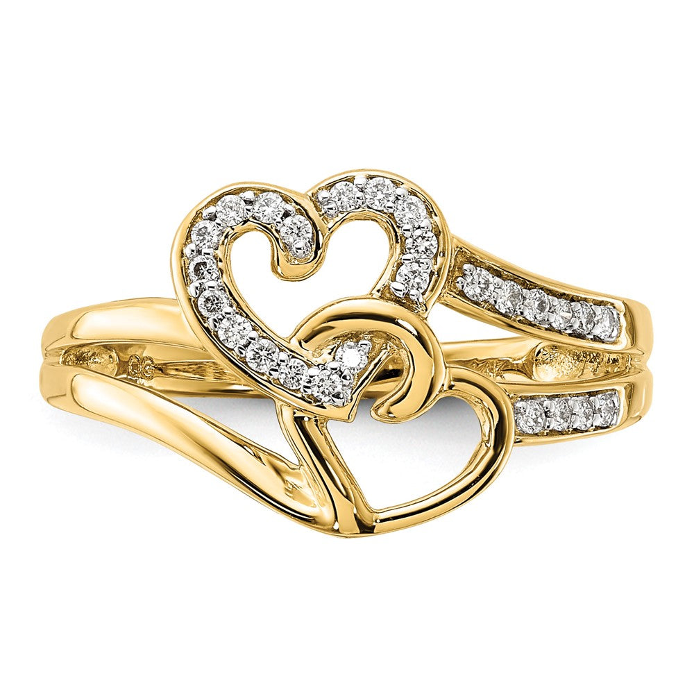 10K Gelbgold 10K Diamant Herzen Ring