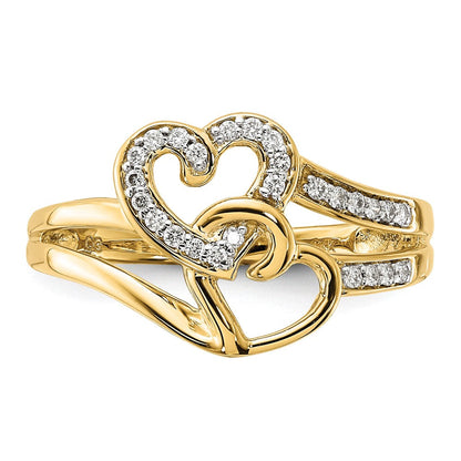 10K Gelbgold 10K Diamant Herzen Ring