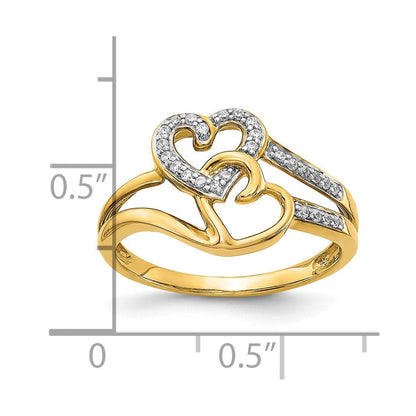 10K Gelbgold 10K Diamant Herzen Ring