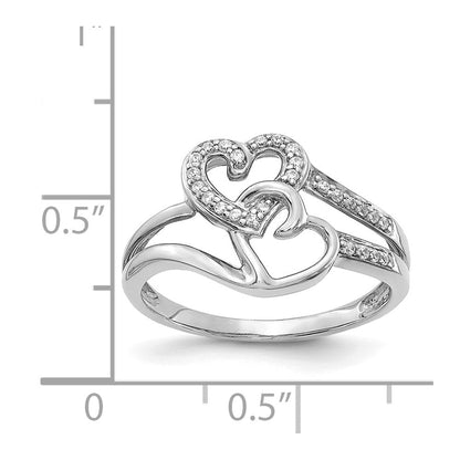 14K Weißgold Diamant Herzen Ring