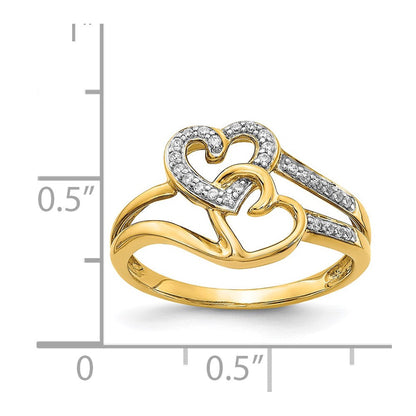 14K Gelbgold Diamant Herzen Ring