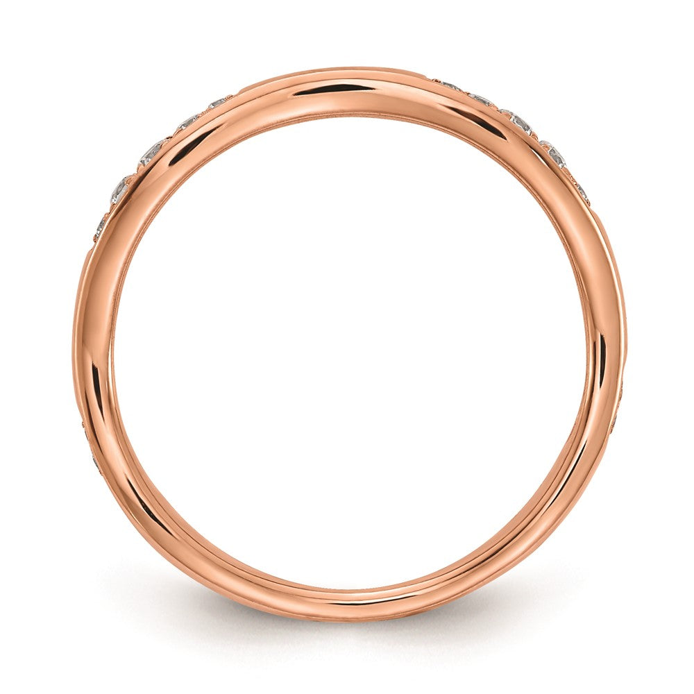 14K Roségold Ehering mit echten Diamanten