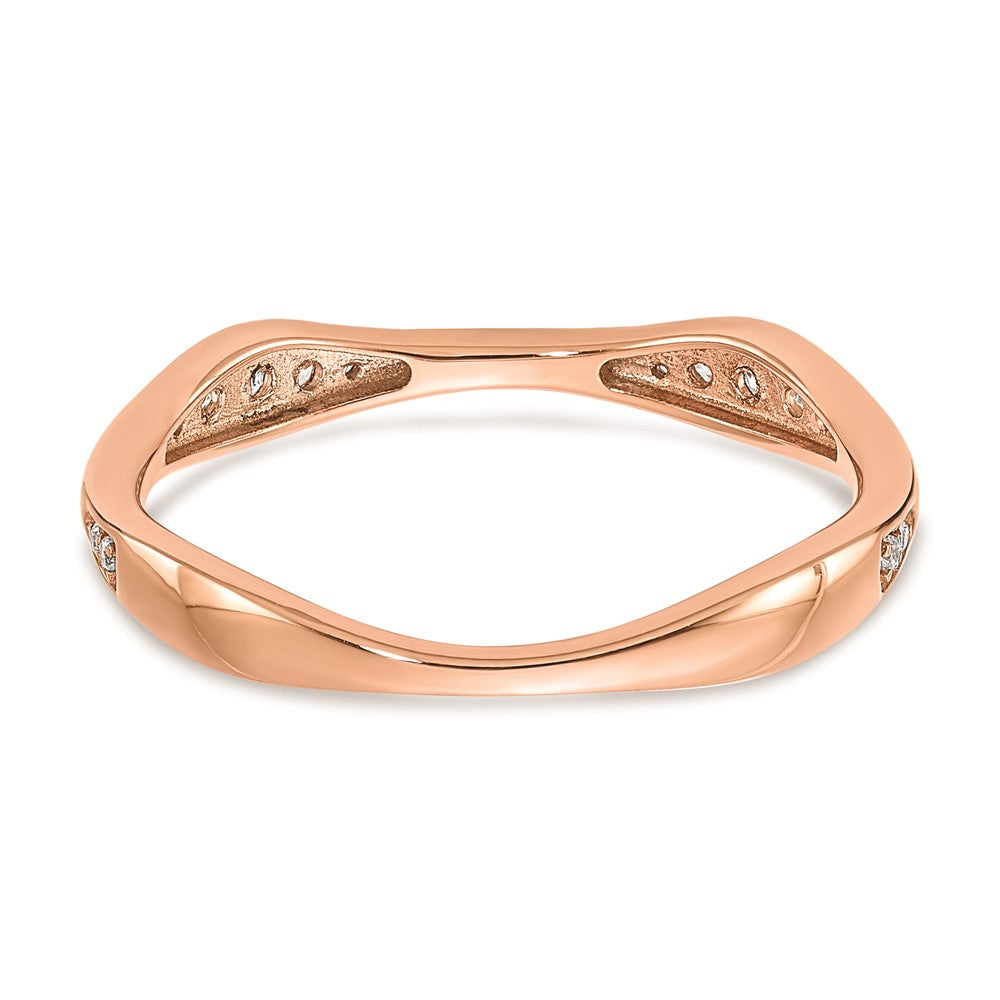 14K Roségold Ehering mit echten Diamanten