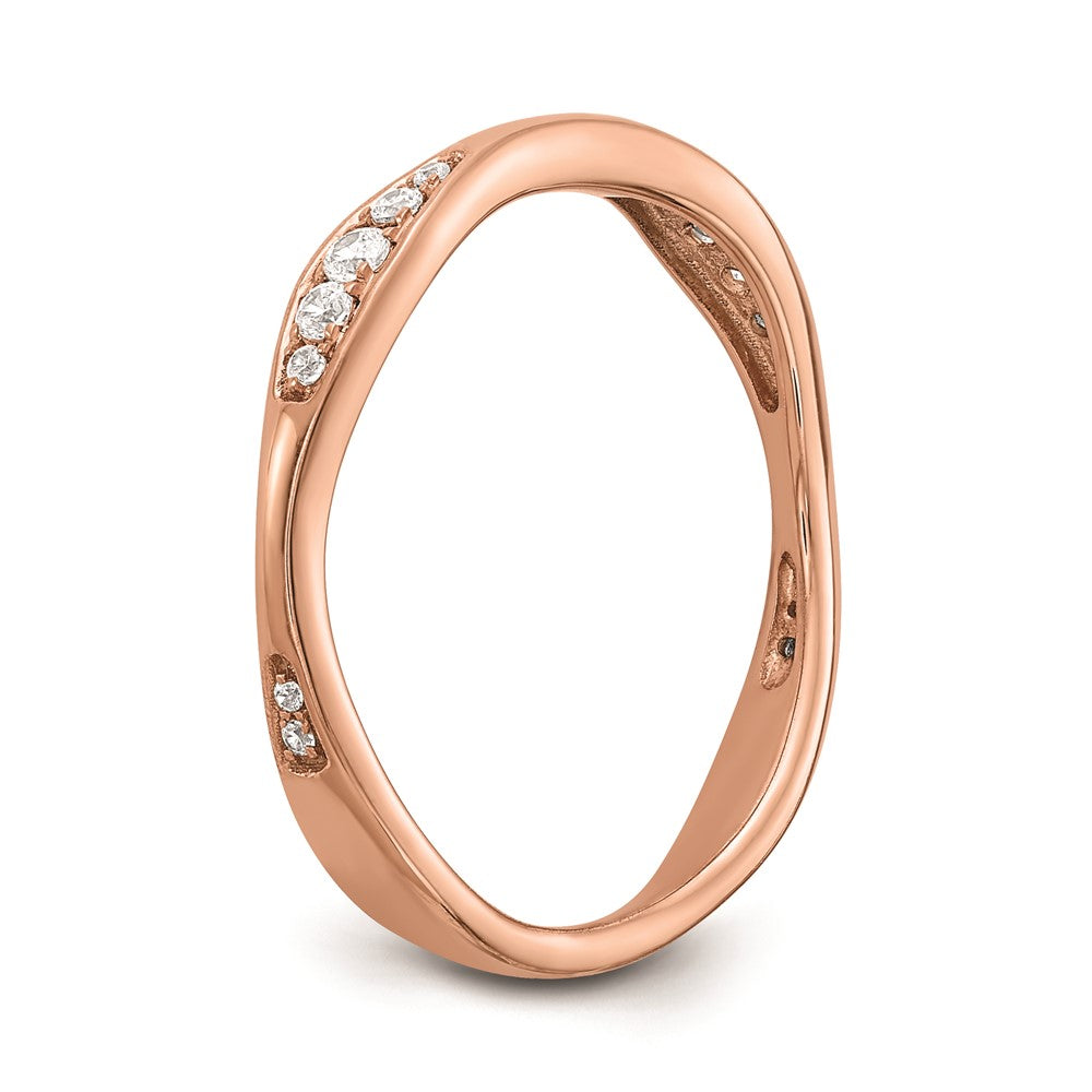 14K Roségold Ehering mit echten Diamanten
