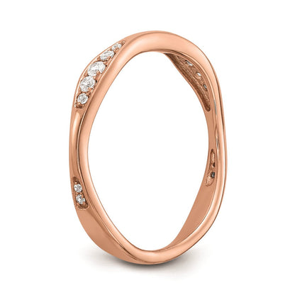 14K Roségold Ehering mit echten Diamanten