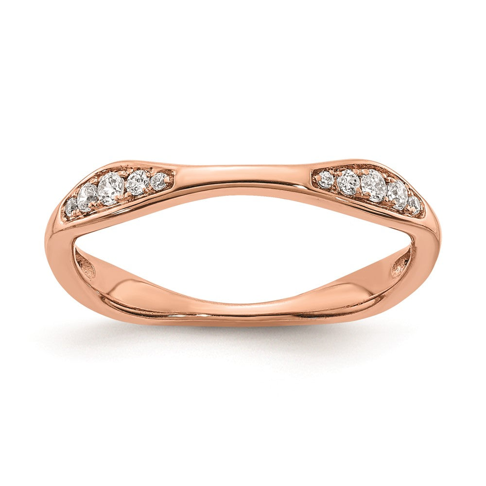14K Roségold Ehering mit echten Diamanten
