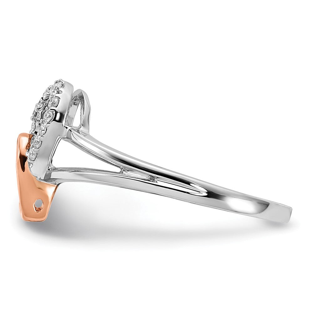 14K Bicolor Weiß/ Roségold Diamant Doppelt Herz Ring