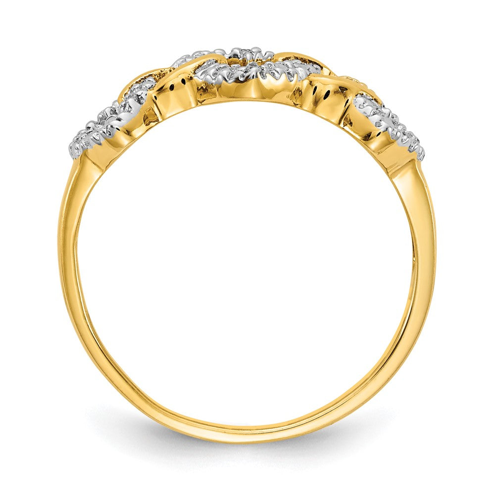 14K Gelbgold Diamant Dreifach Herz Ring