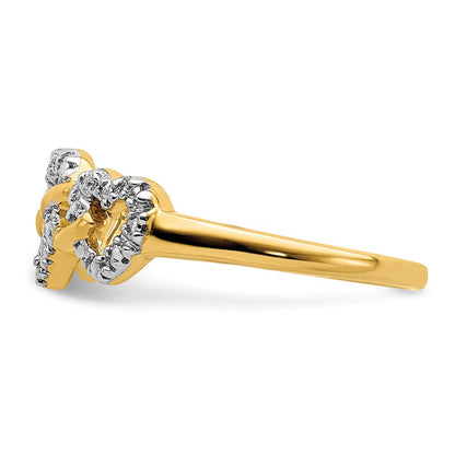 14K Gelbgold Diamant Dreifach Herz Ring
