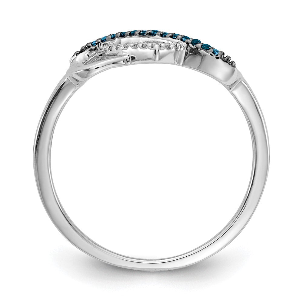 14K Weißgold Blau und Diamant Unendlichkeit Herz Ring