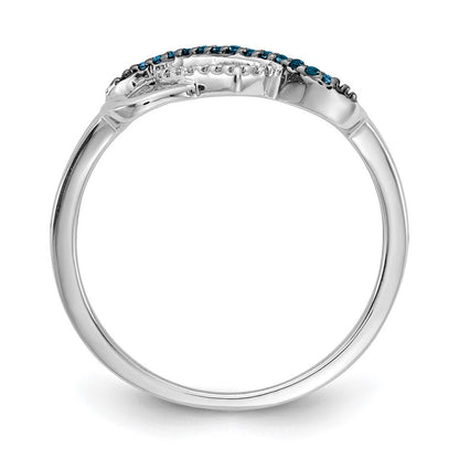 14K Weißgold Blau und Diamant Unendlichkeit Herz Ring