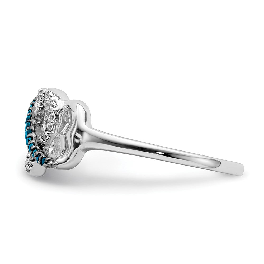 14K Weißgold Blau und Diamant Unendlichkeit Herz Ring