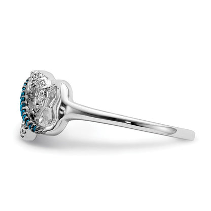 14K Weißgold Blau und Diamant Unendlichkeit Herz Ring