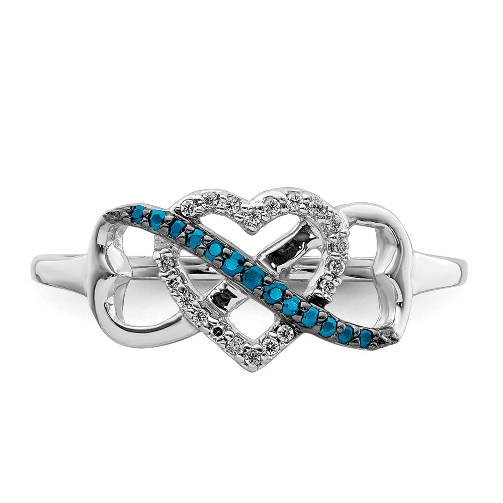 14K Weißgold Blau und Diamant Unendlichkeit Herz Ring