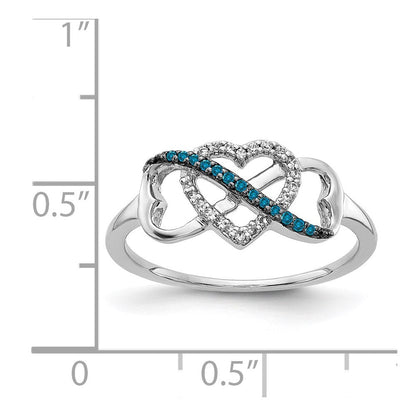 14K Weißgold Blau und Diamant Unendlichkeit Herz Ring