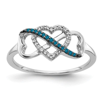 14K Weißgold Blau und Diamant Unendlichkeit Herz Ring